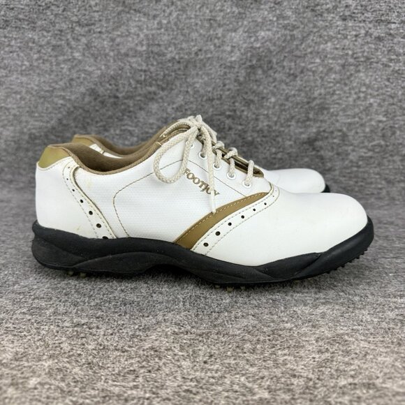 ✅Footjoy FJ Greenjoys 48762 Women's 7M Golf Shoes White Leather Lace Up Athletic - Picture 7 of 10